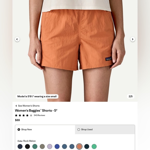 Patagonia Pants - Patagonia Women's Baggies Shorts  5” Melon XXL